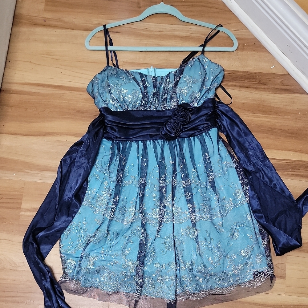 Elegant Blue and Navy Juniors Formal Dress